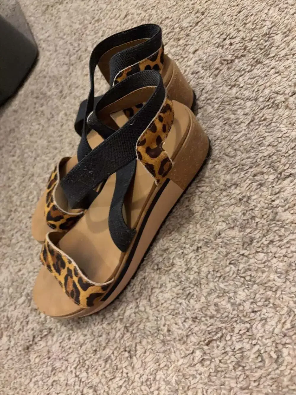 Yellow Box Janalee Leopard Print Platform Sandals Size 8.5 - Picture 5 of 8